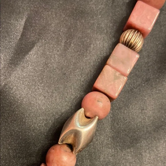 Vintage Sterling Silver Heart Pendant and Pink Stone Necklace - Picture 10 of 16